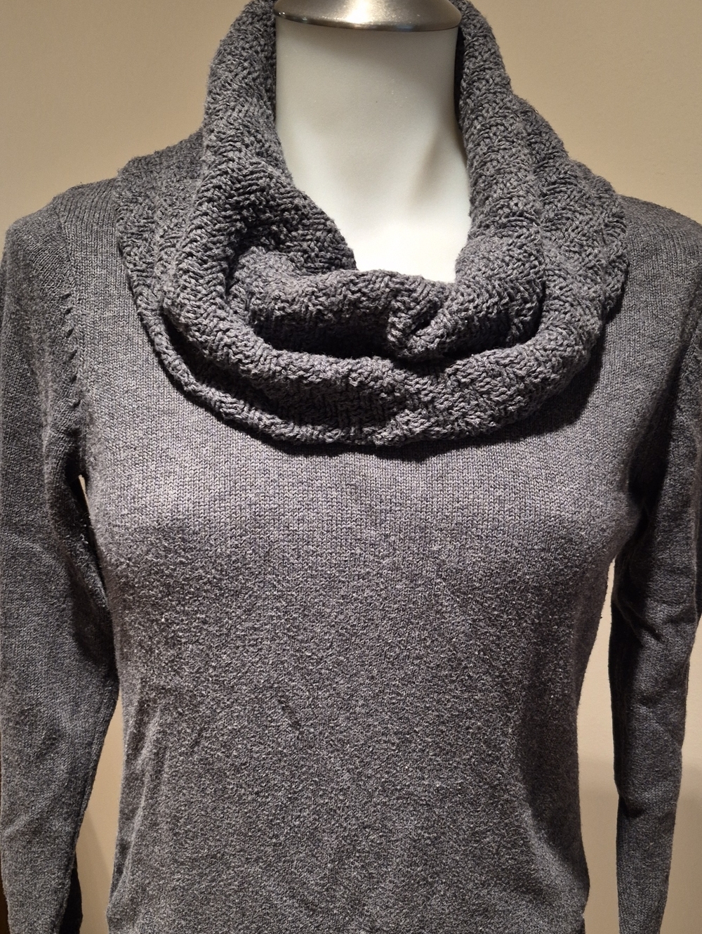 CALVIN KLEIN JEANS Cowl neck Sweater, size Small, charcoal grey